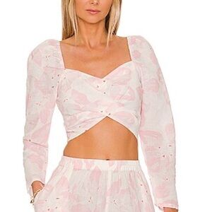 Something Navy Light Pink Floral Crop Top